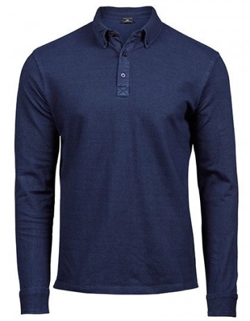 TJ412 Tee Jays Fashion Luxury Stretch polo LS mannen denimblauw