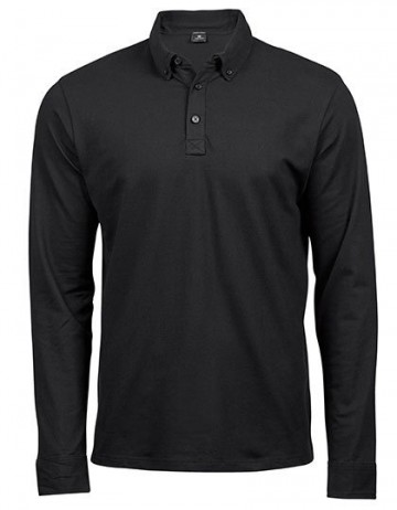 TJ412 Tee Jays Fashion Luxury Stretch polo LS mannen zwart
