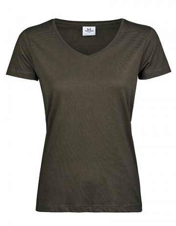 TJ5005 Tee Jays Luxury V-neck Tee dames donkerolijfgroen