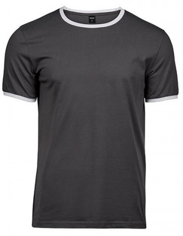 TJ5070 Tee Jays Ringer Tee heren donkergrijs / wit