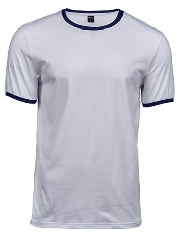 TJ5070 Tee Jays Ringer Tee heren wit / marineblauw