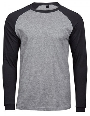TJ5072 Tee Jays Baseball Tee mannen heathergrijs / zwart