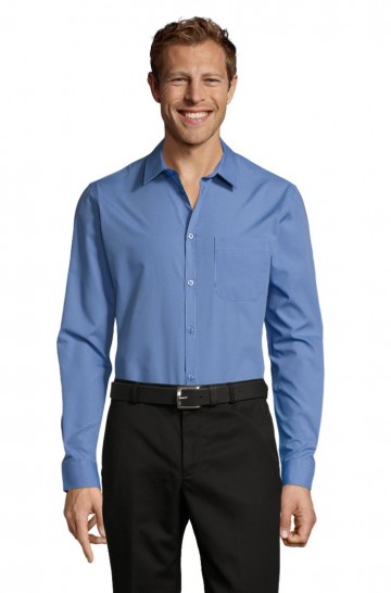02922 Sol's Baltimore heren Poplin Shirt middelblauw