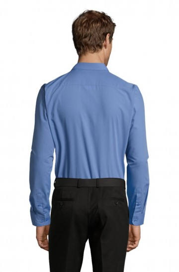 02922 Sol's Baltimore heren Poplin Shirt middelblauw rug
