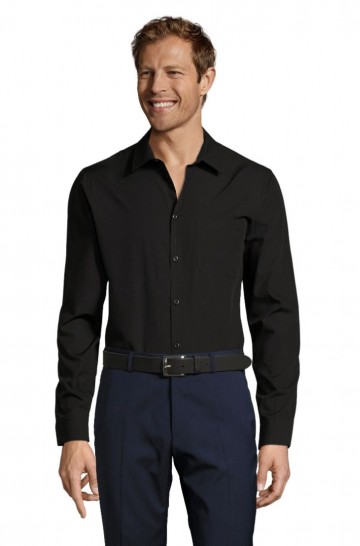 02922 Sol's Baltimore heren Poplin Shirt zwart