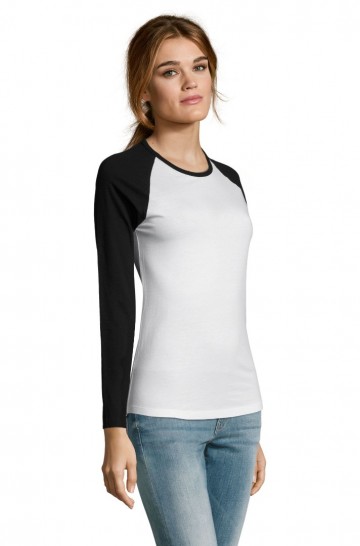 02943 Sol's Milky dames T-shirt L/M wit/zwart zij