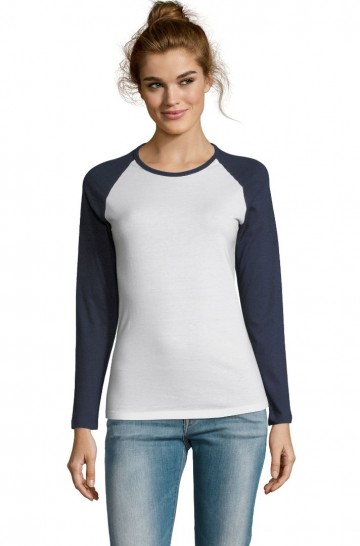 02943 Sol's Milky dames T-shirt L/M wit/marineblauw