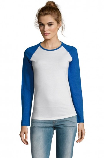 02943 Sol's Milky dames T-shirt L/M wit/koningsblauw