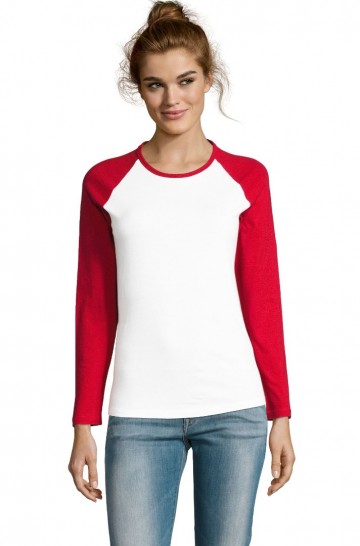 02943 Sol's Milky dames T-shirt L/M wit/rood