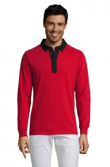 Sol's Preston 02951 poloshirt 155 karmijn rood / zwart
