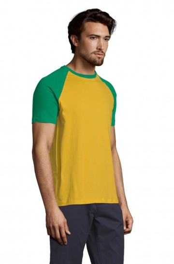 11190  Sol's Funky heren T-shirt goudgeel / kelly groen zij