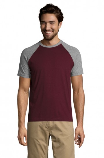 11190  Sol's Funky heren T-shirt bourgogne rood / grijs melange