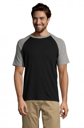 11190  Sol's Funky heren T-shirt zwart / grijs melange