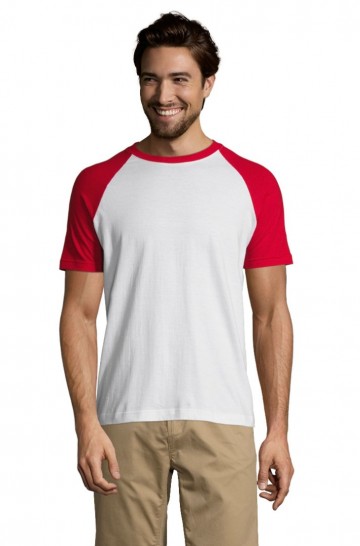 11190  Sol's Funky heren T-shirt wit / rood