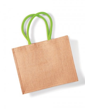 WFM Classic Jute Shopper W407 naturel / limoengroen