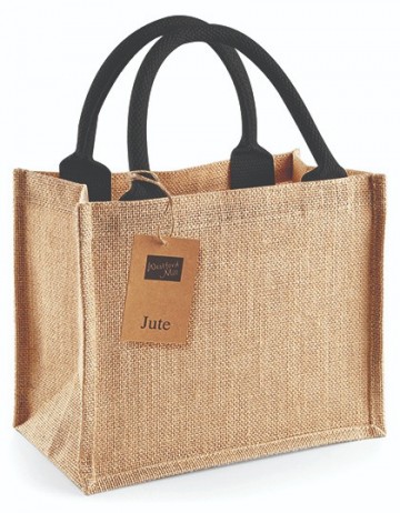 WFM Jute Mini Gift Bag W412 natural / zwart