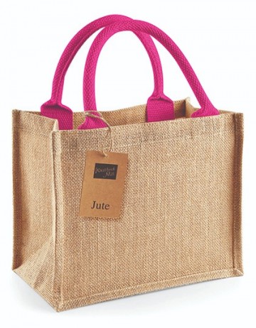 WFM Jute Mini Gift Bag W412 natural / fuchsia