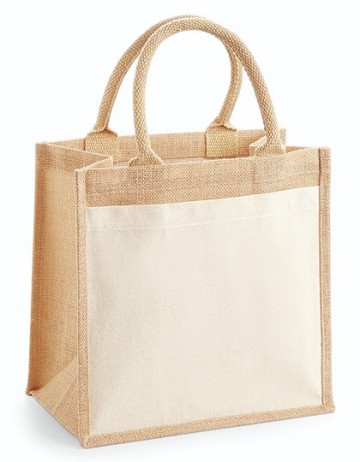 WFM Cotton Pocket Jute Midi Tote W426 naturel