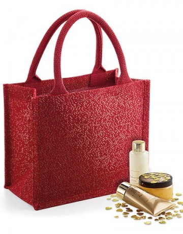 WFM Shimmer Jute Mini Gift Bag W415 rood / goud