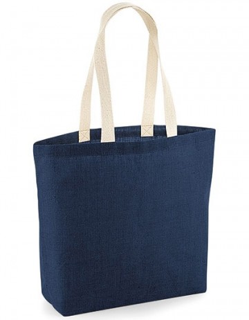 WFM Unlaminated Jute Tote W458 navynatural