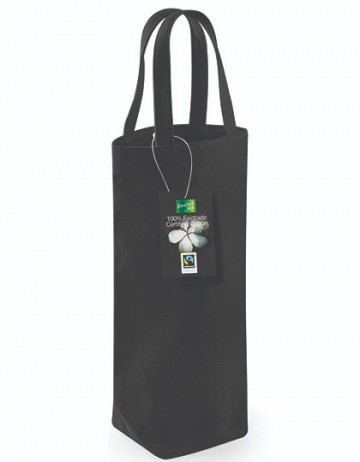WFM Fairtrade Cotton Bottle Bag W620 zwart 1