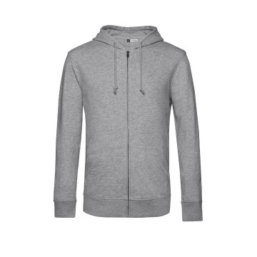 WU35B B&C Organic Zipped Hood 610 heather grijs