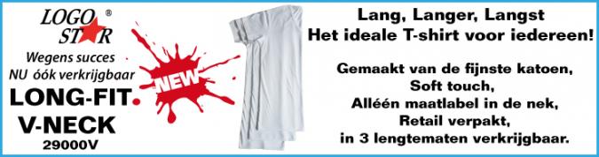 Logo-Star Basic Long Fit T-shirt met V-hals